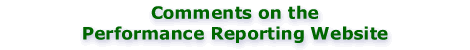 Comments on the Performance Reporting Website