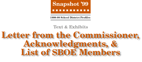Letter from the Commissioner, Acknowledgments, & List of SBOE Members